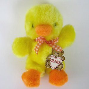 Vintage 1976 Gund 9" Fluffy Sunshine Plush Chick Yellow Baby Duck